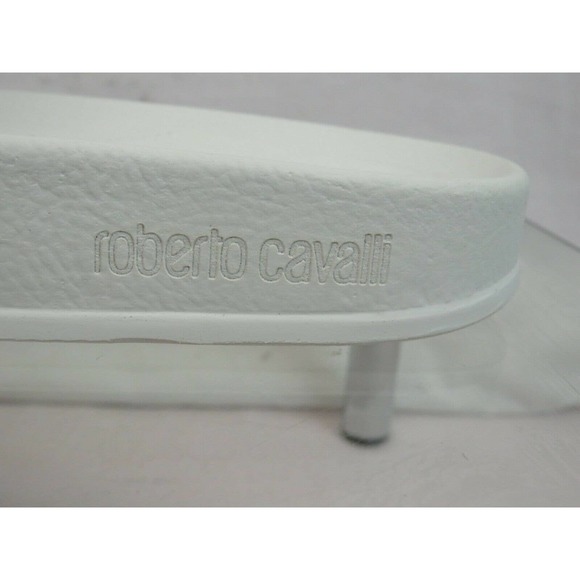 ROBERTO CAVALLI WHITE LEATHER SNAKE MEDALLION LOGO STUDS SANDAL 42.5 / 9.5 ITALY - Picture 7 of 12